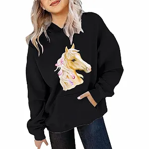 Худи с длинным рукавом для мальчиков 164 с принтом лошади synthetic.ua - Фото 1