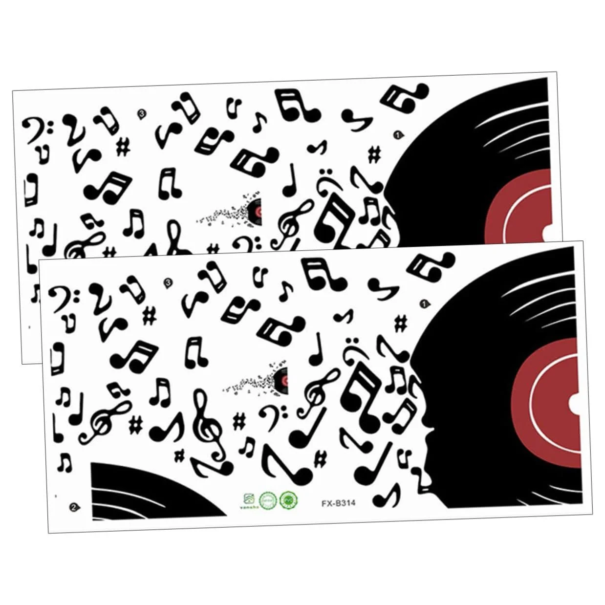 Наклейка для стін VANZACK 2 Sheets Vinyl Music Records Self-Adhesive Removable Reusable, фото №1