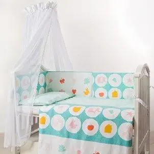 Постельный комплект 6 эл Twins Eco Line New 4091-E-021, Animals mint мятный, фото №1