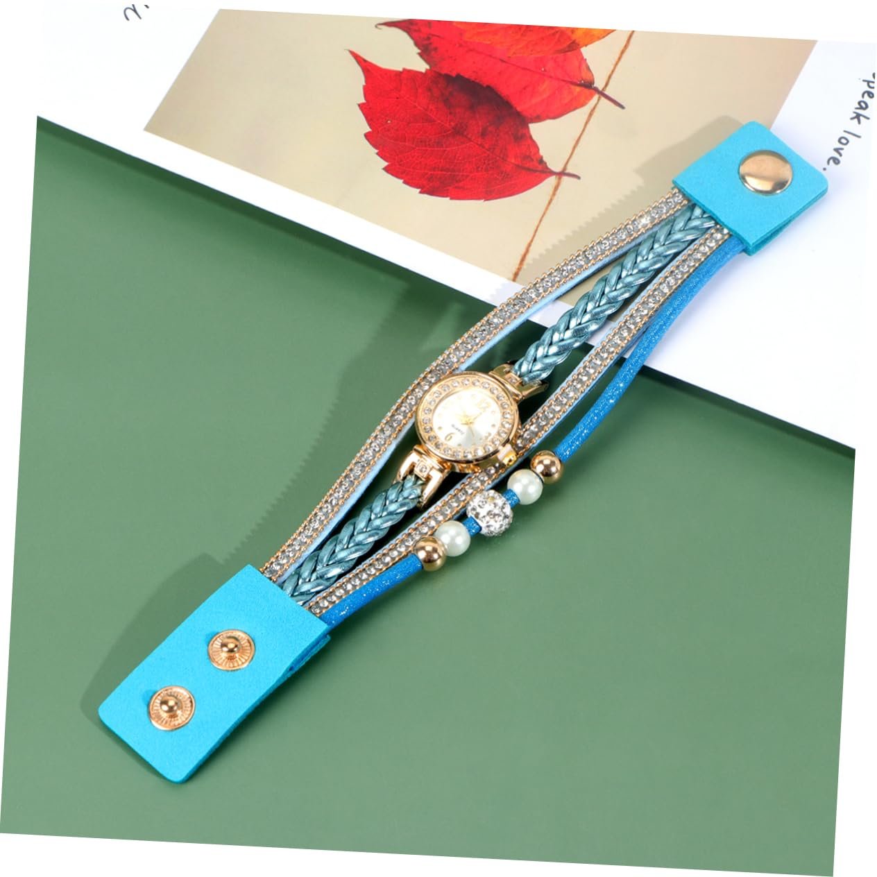 Жіночий годинник Healvian Плетені браслети з бісеру Чорний, фото №6