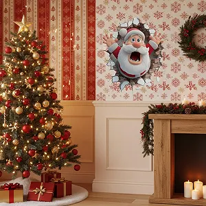 Наклейки на стіну Christmas Santa Claus 3D кумедні знімні synthetic.ua - Фото 1