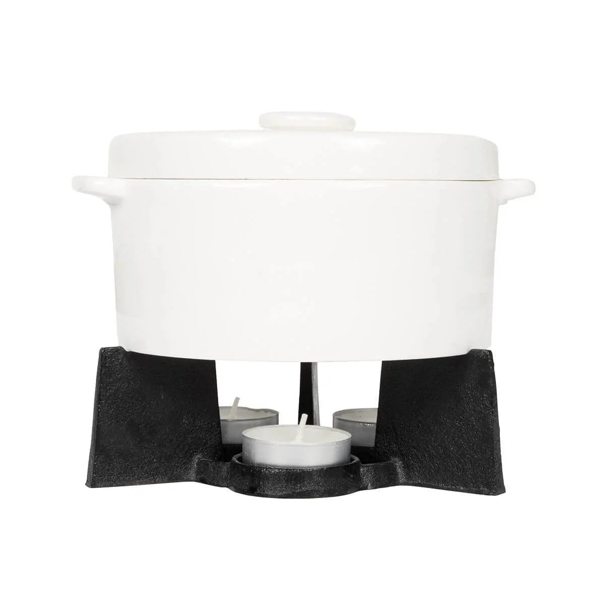Гусятниця для запікання сиру Boska Cheese Baker L кругла з підставкою та свічкою Біла та чорна, фото №3