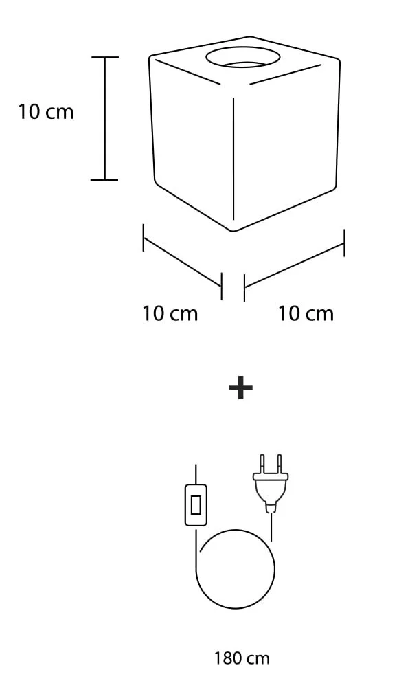 Настільна лампа greenandco Concrete бетонна E27 з вимикачем та вилкою 10 x 10 см чорна, фото №3