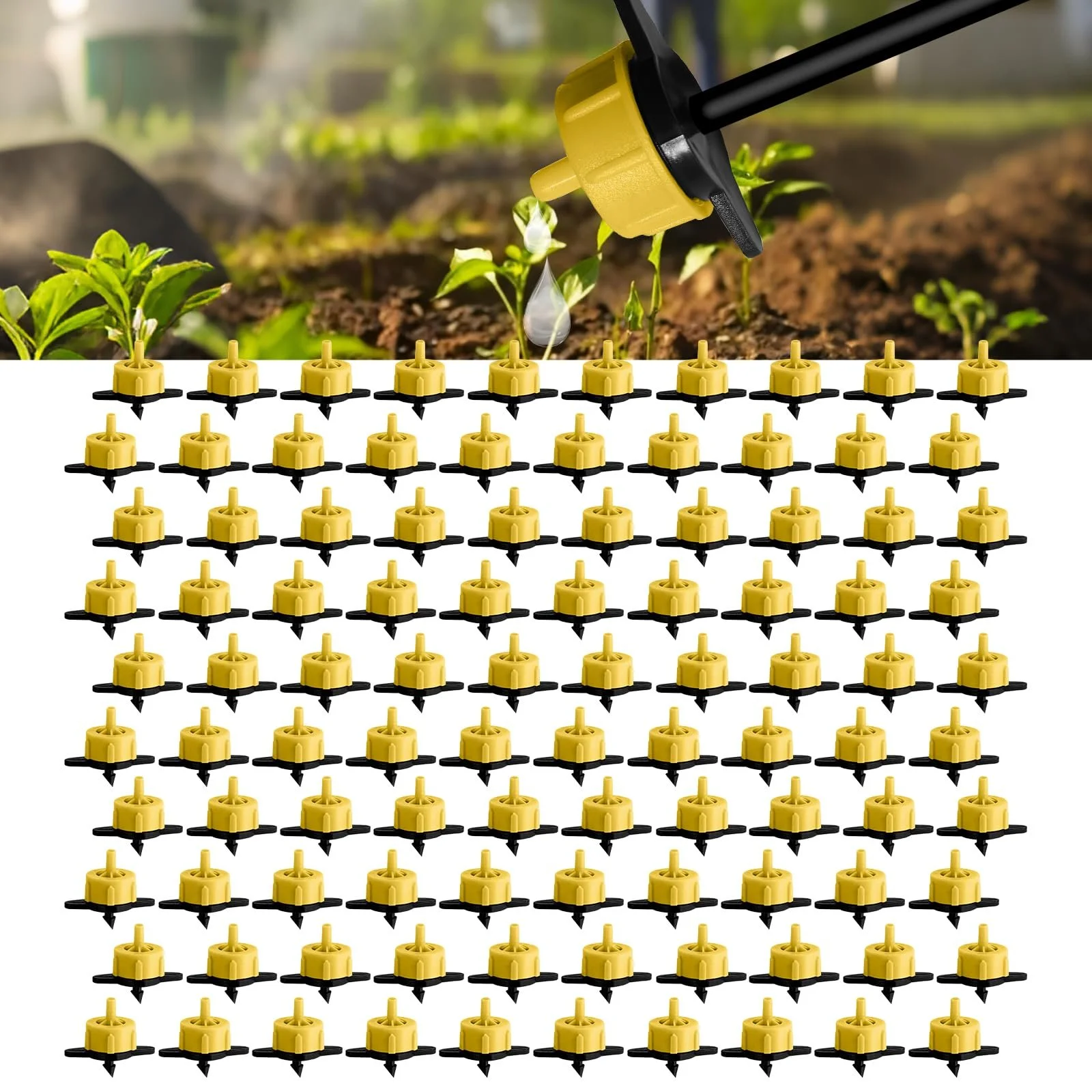 Крапельниці для поливу 0.5 GPH 1/4 дюйма 2 л/год 100 шт. жовті, фото №4