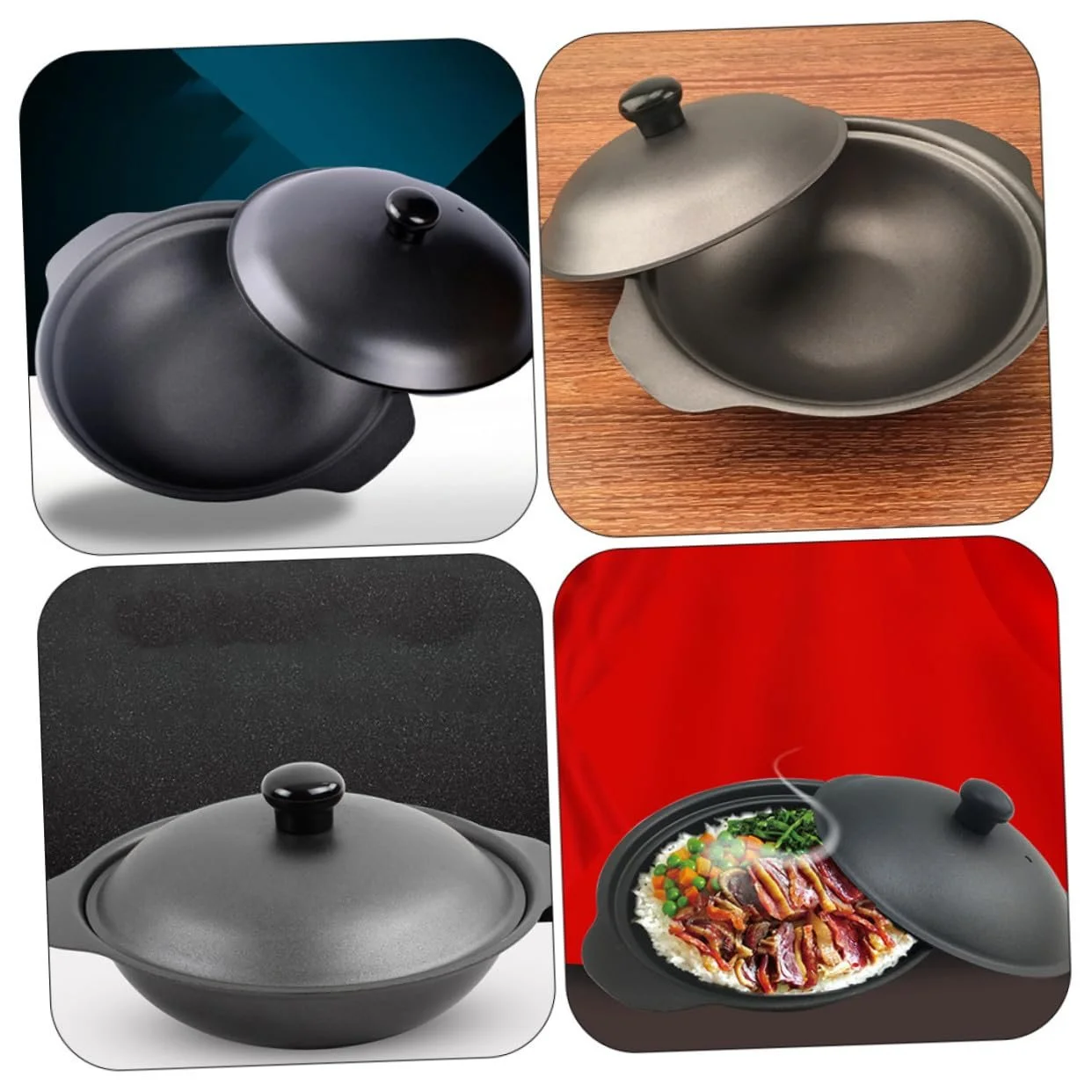 Каструля чавунна з кришкою термостійка 20 см, фото №5