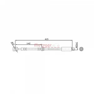 Тормозной шланг METZGER 4113679 для OPEL, передний мост слева, передний мост справа - Фото 1