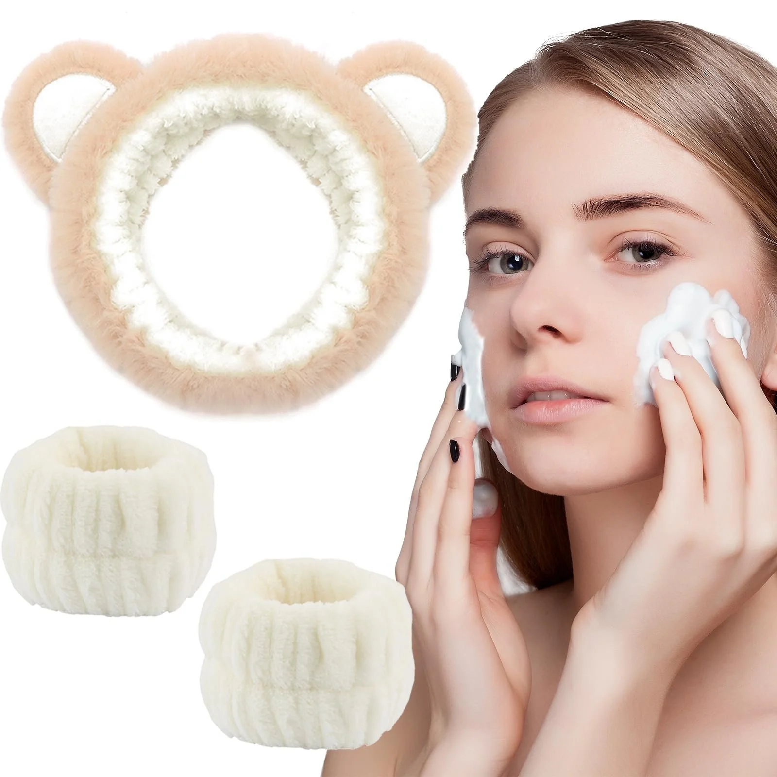 Набір пов'язок для спа-процедур для вмивання обличчя 3 шт., фото №1