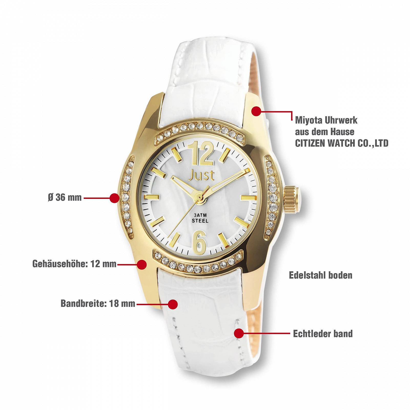 Часы Just Watches Женские Аналоговые Кварцевые Кожа 48-S8368WH-GD, фото №3 Часы Just Watches Женские Аналоговые Кварцевые Кожа 48-S8368WH-GD, фото №3