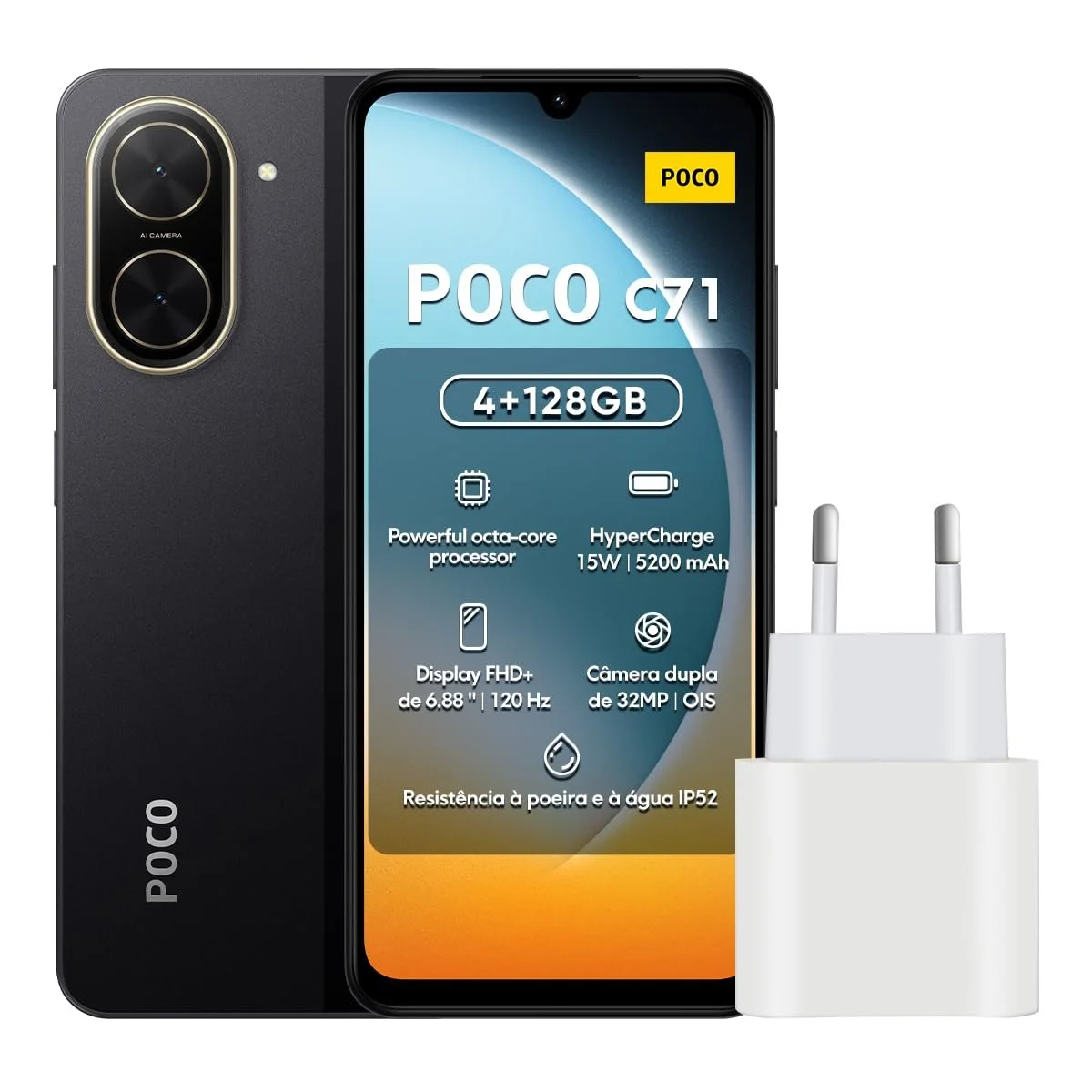 Смартфон Xiaomi Poco C71 128GB/4GB Dual SIM, Black, фото №1