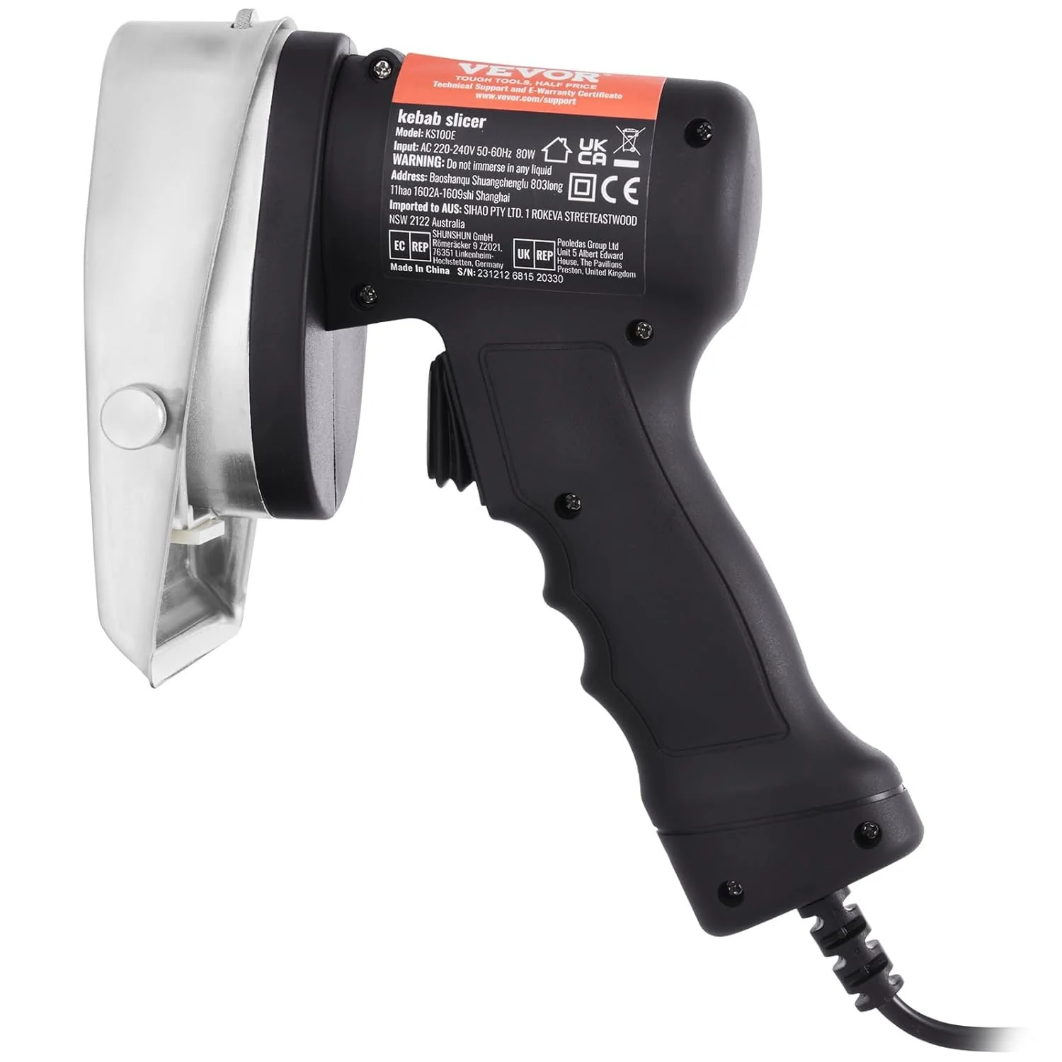 Электрический нож для шаурмы VEVOR KS100E-1 / Черный, фото №9