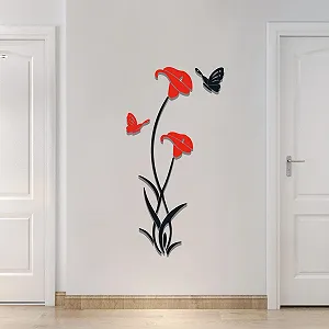 Наклейка на стіну Flower 3D DIY 59 x 31 дюйм Червона - Фото 1