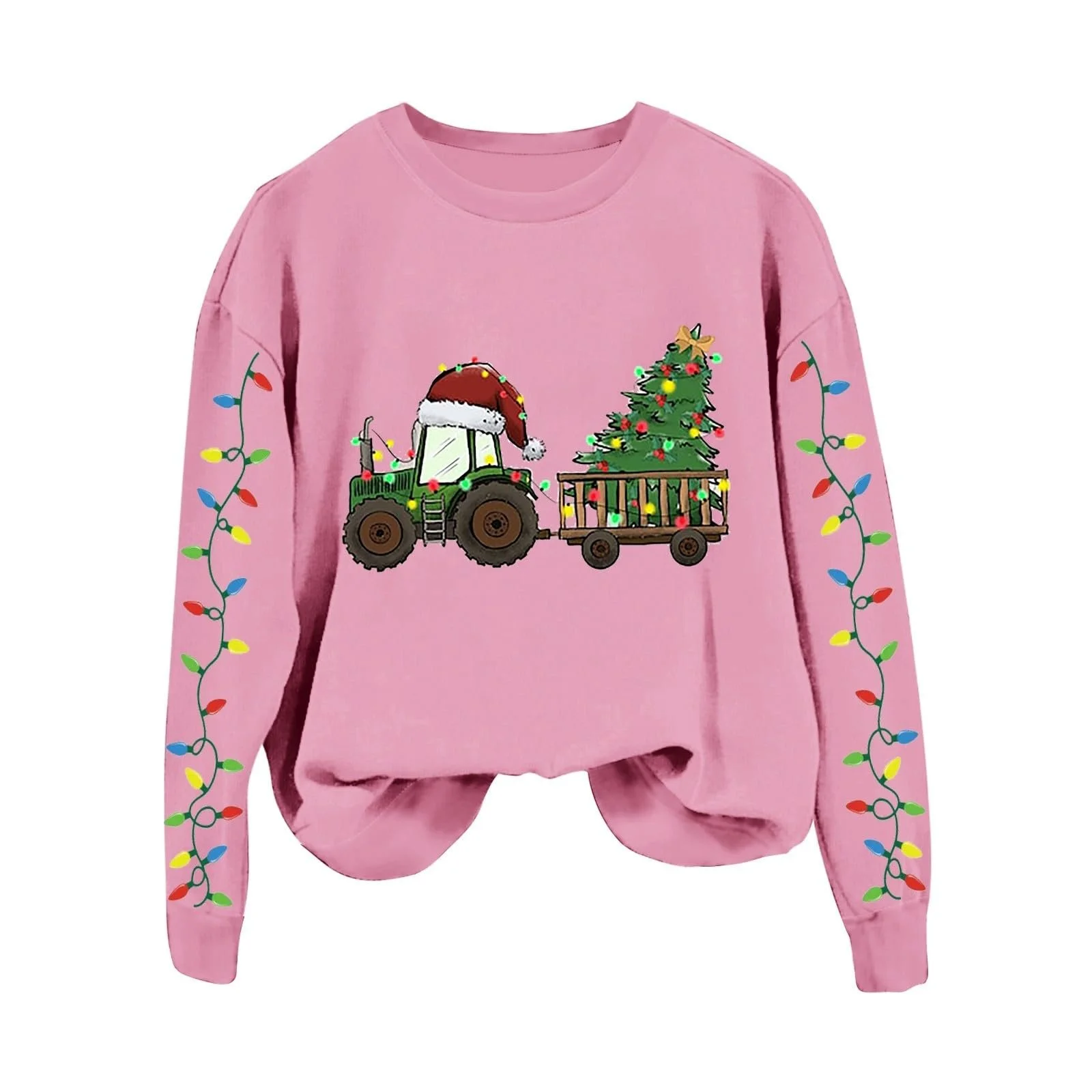 Рождественский джемпер Vhersily Женский Свитшот Рождественская Елка Милый Принт Графическая Рубашка Повседневный Длинный Джемпер Рождественский Длинный Джемпер, фото №4