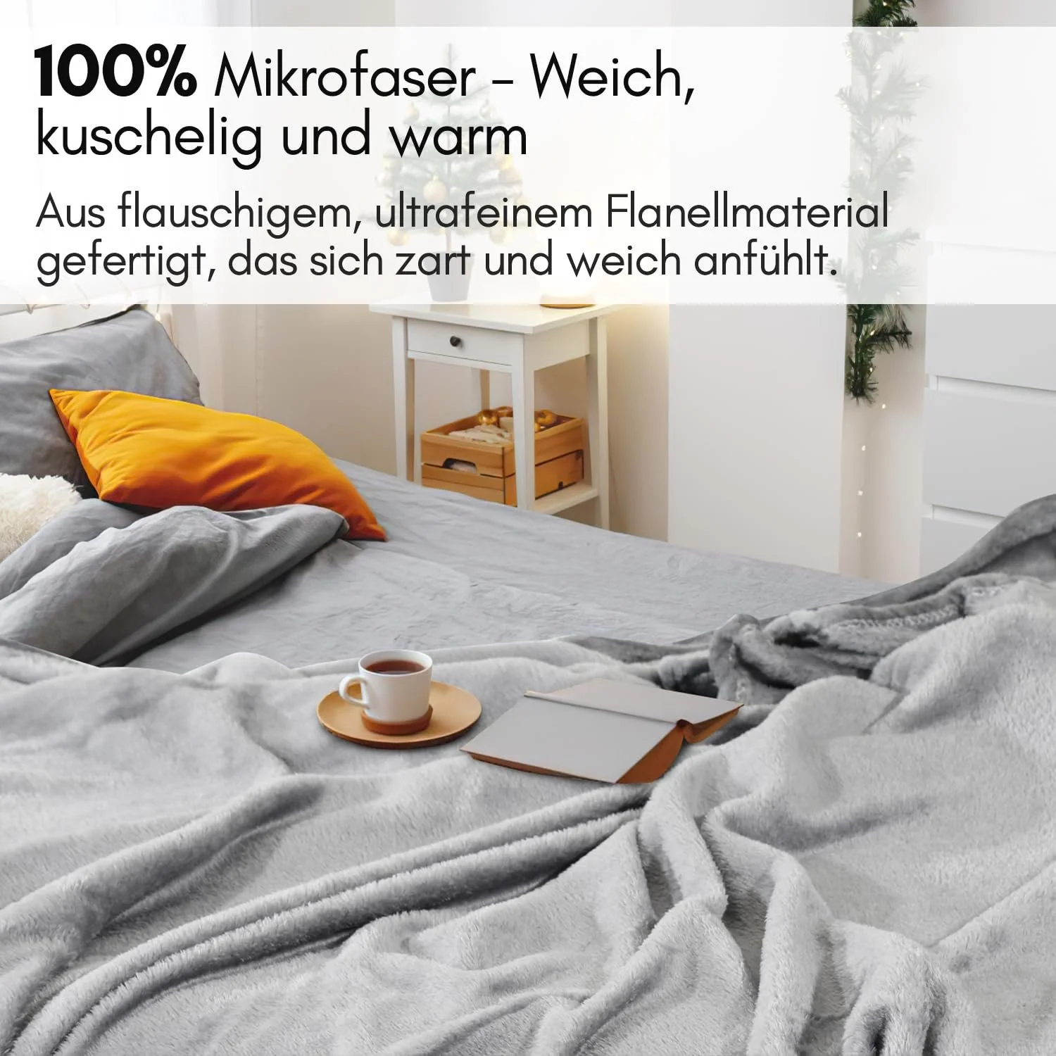 Покривало Flannel Ikodm Серія Cuddly, 150 x 200 см, Сіра, фото №3