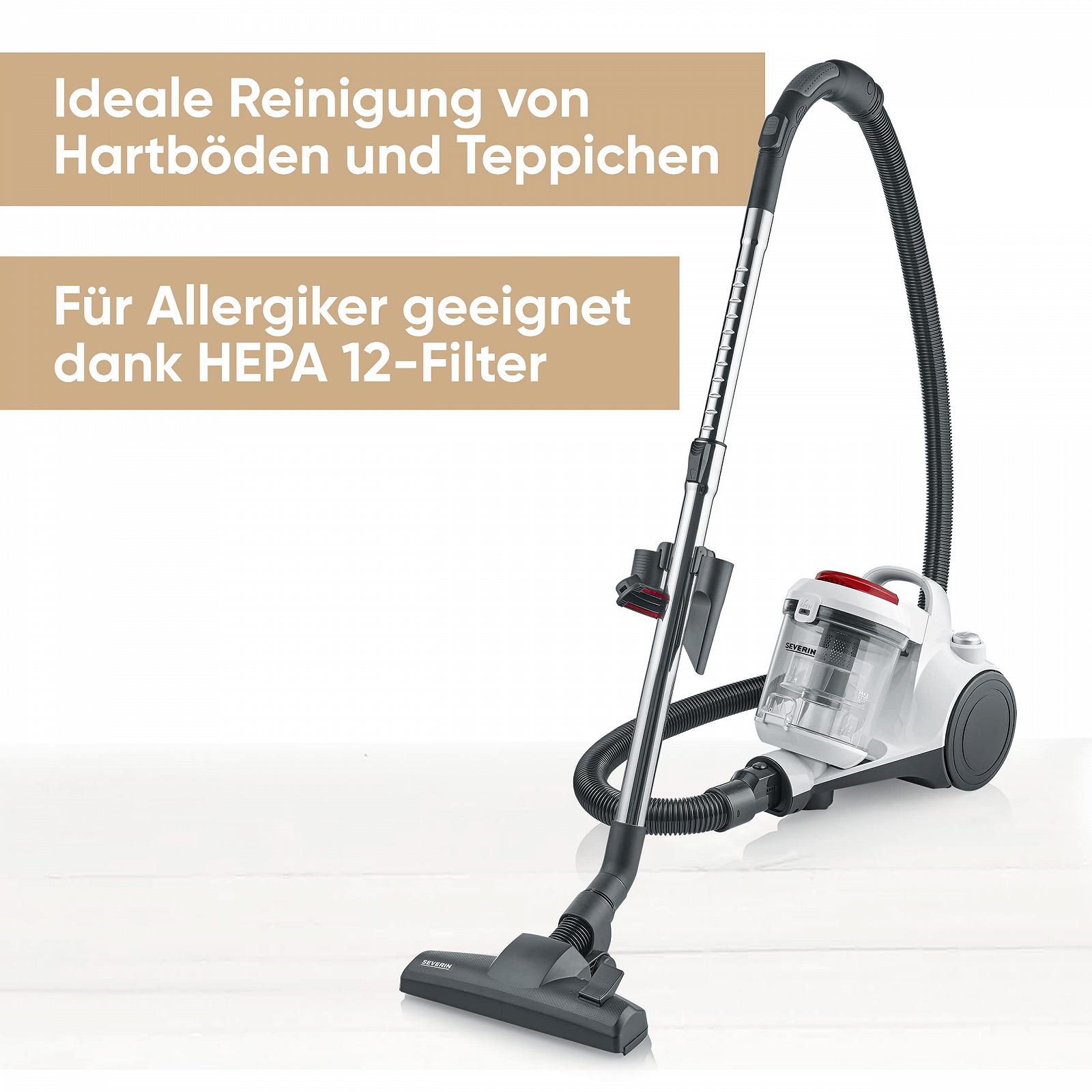 Пылесос SEVERIN CY 7106 2 л белый/серебристый/красный, фото №2 Пылесос SEVERIN CY 7106 2 л белый/серебристый/красный, фото №2