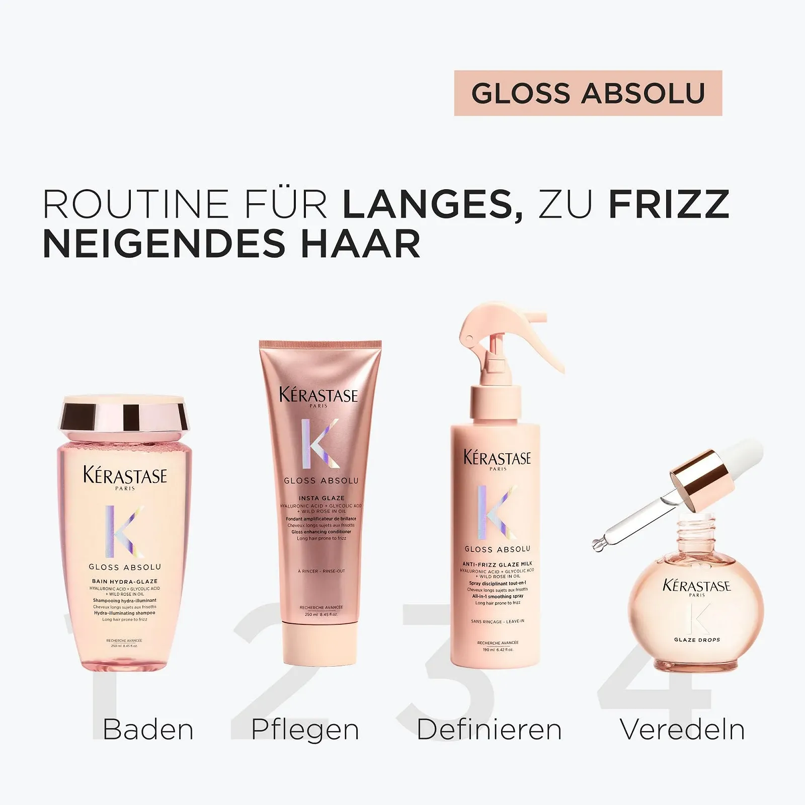 Шампунь Kérastase Absolu Bain Hydra-Glaze для длинных волос, склонных к пушистости, с гиалуроновой кислотой, гликолевой кислотой и маслом шиповника, для интенсивного блеска и объема, фото №8 Шампунь Kérastase Absolu Bain Hydra-Glaze для длинных волос, склонных к пушистости, с гиалуроновой кислотой, гликолевой кислотой и маслом шиповника, для интенсивного блеска и объема, фото №8