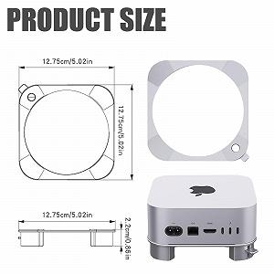 Подставка Алюминиевая для Mac mini M4/M4 Pro с кнопкой питания, вентиляцией, защитой от скольжения и силиконовыми накладками, 13 x 13 x 2 см synthetic.ua - Фото 1