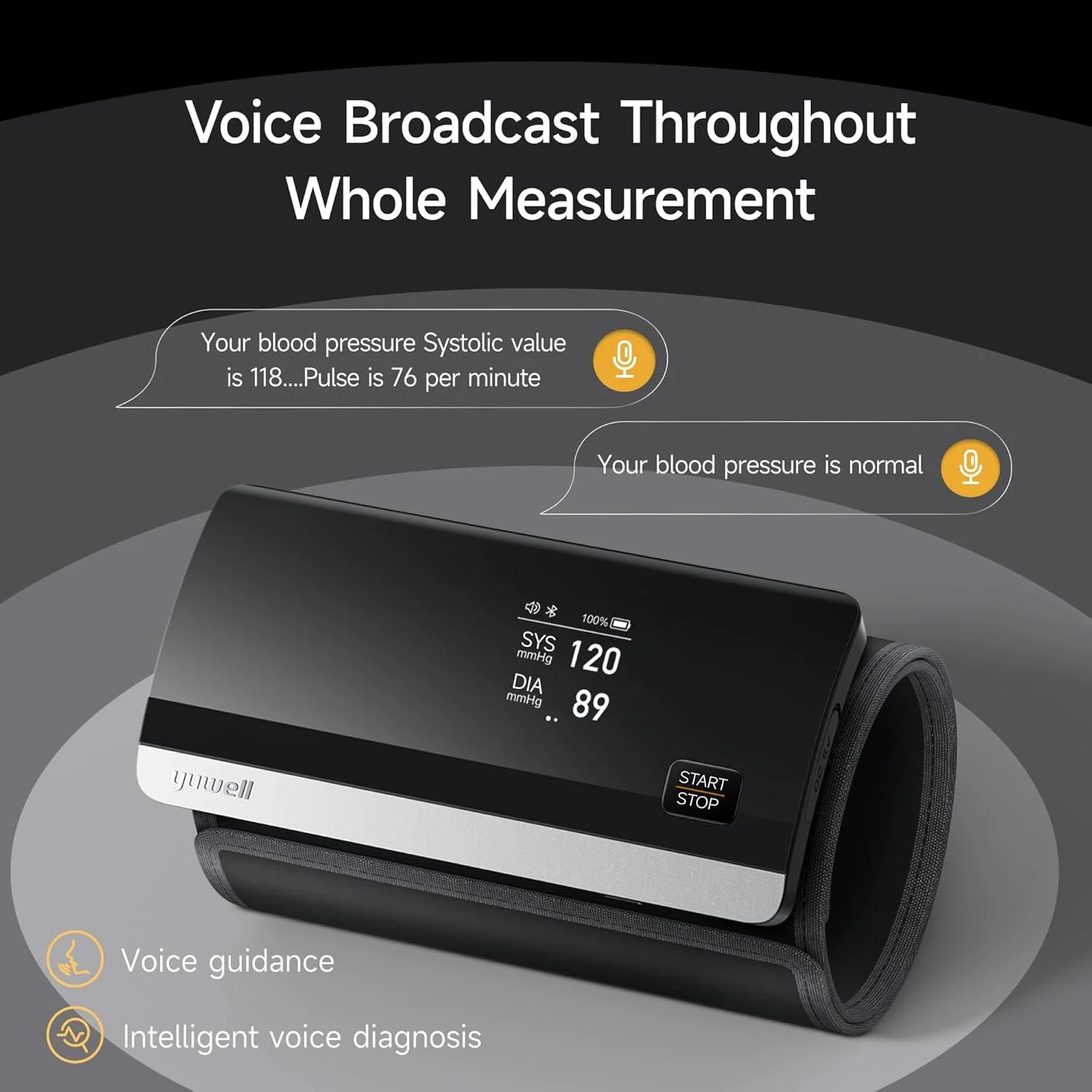 Беспроводной тонометр Yuwell YE630CR ENG Черный, фото №3 Беспроводной тонометр Yuwell YE630CR ENG Черный, фото №3