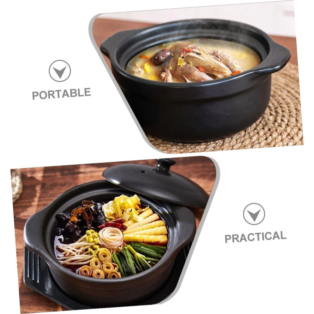 Керамічна каструля Піщаний горщик Жаростійка Антипригарна з кришкою, фото №7