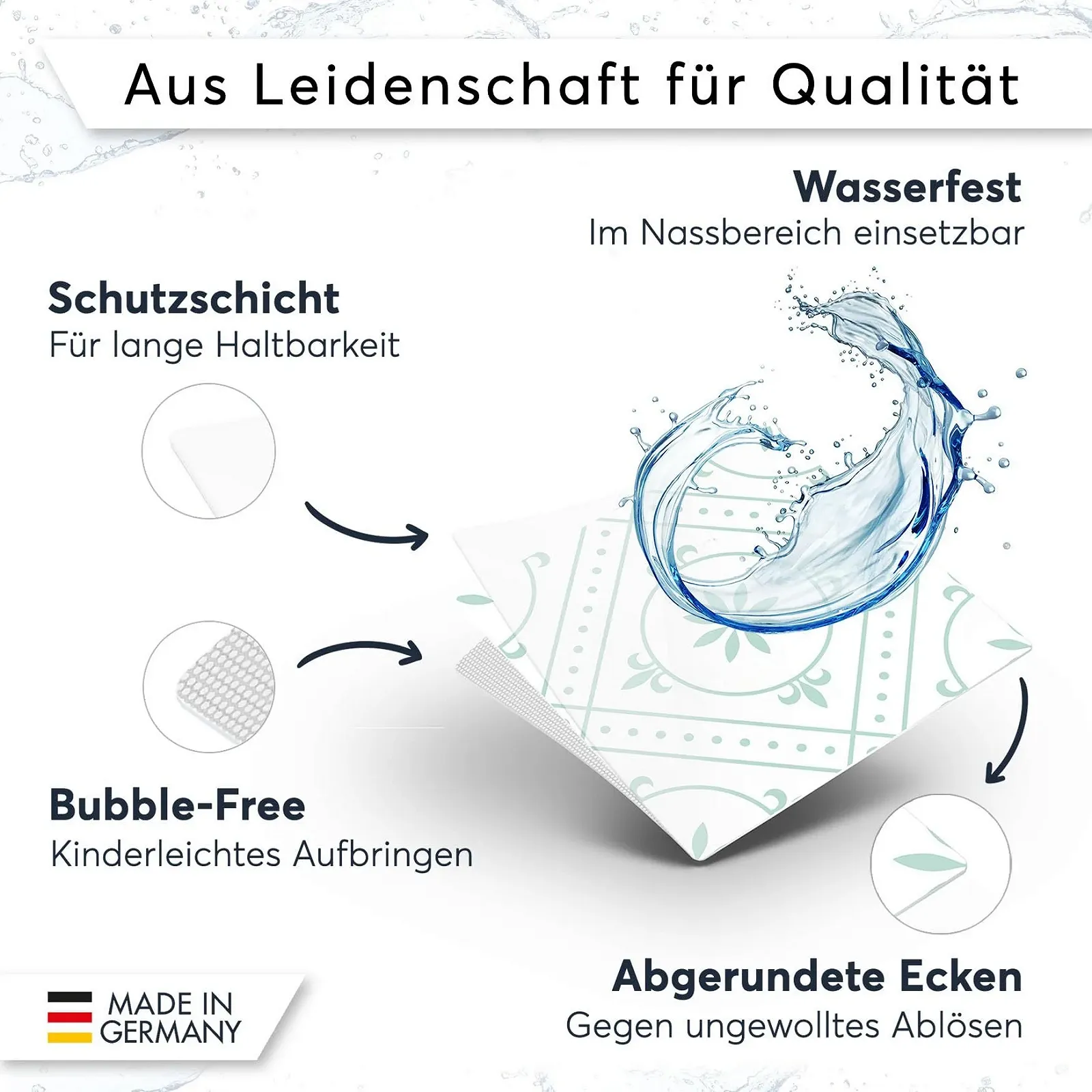 Наклейки для плитки creatisto самоклеючі орнамент бірюзовий 9 шт, фото №4