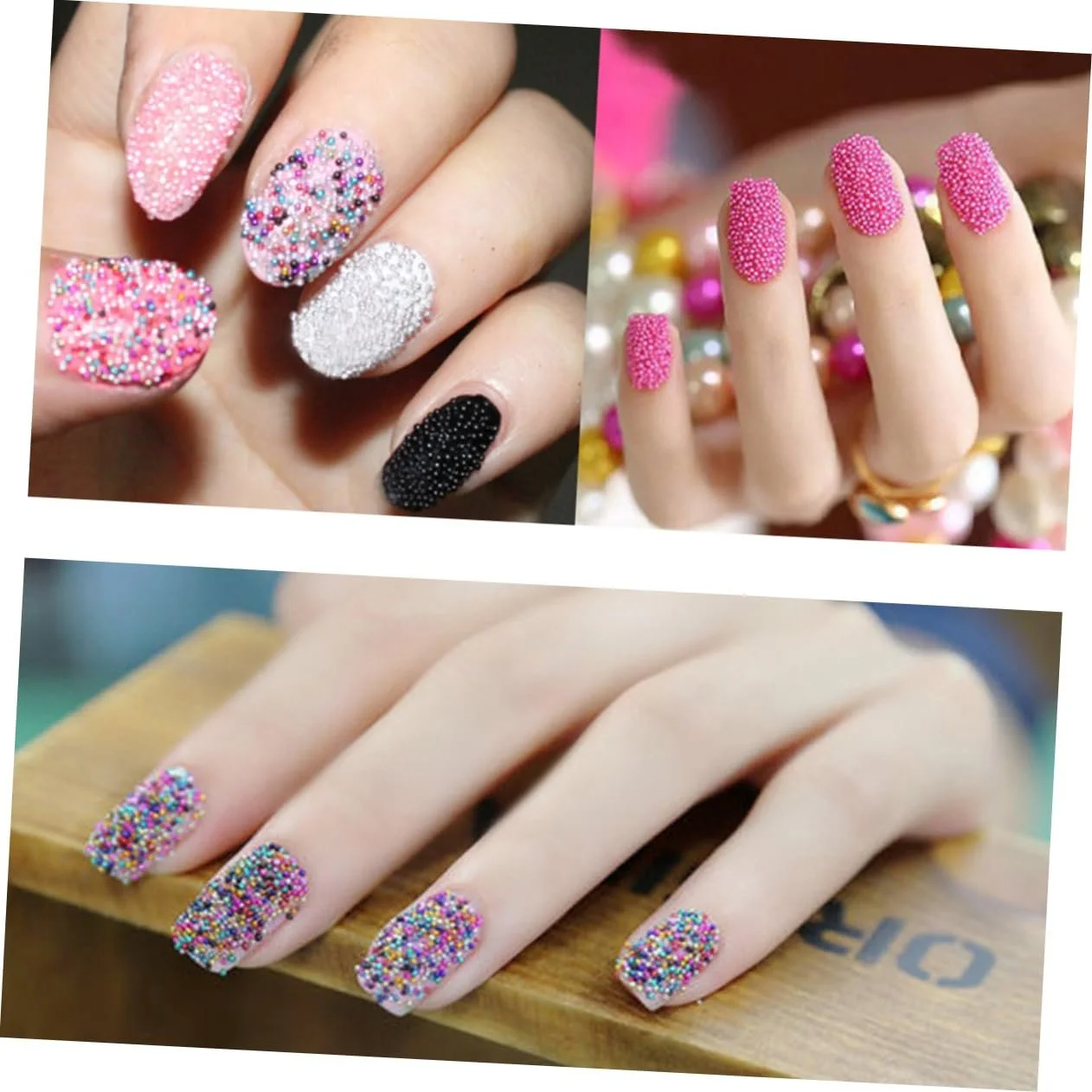 Икра для ногтей Разноцветные жемчужины ручной работы 3 шт. Смешанные цвета, фото №3