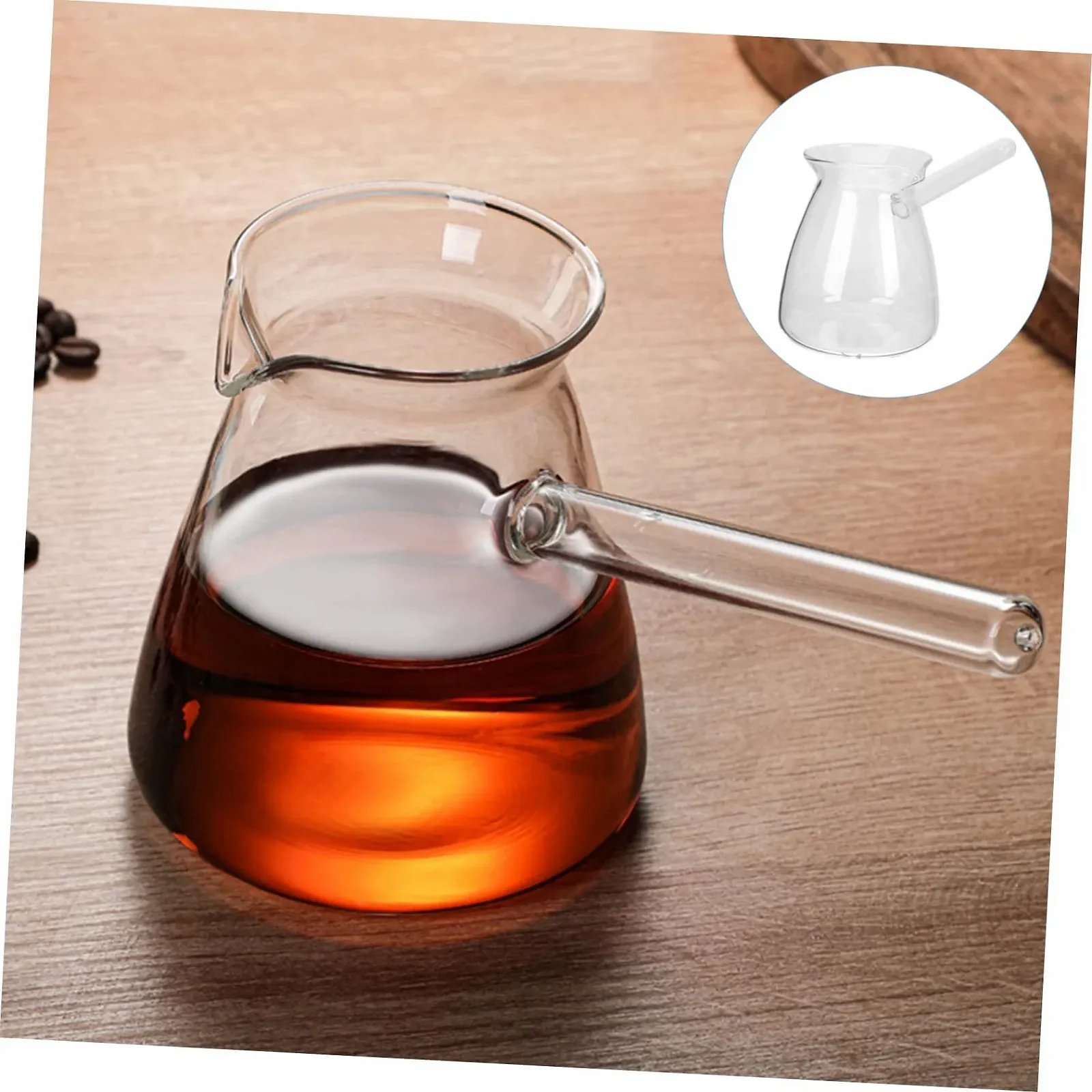 Турка скляна High Borosilicate 450 мл з V-подібним носиком, термостійка, прозора, фото №7