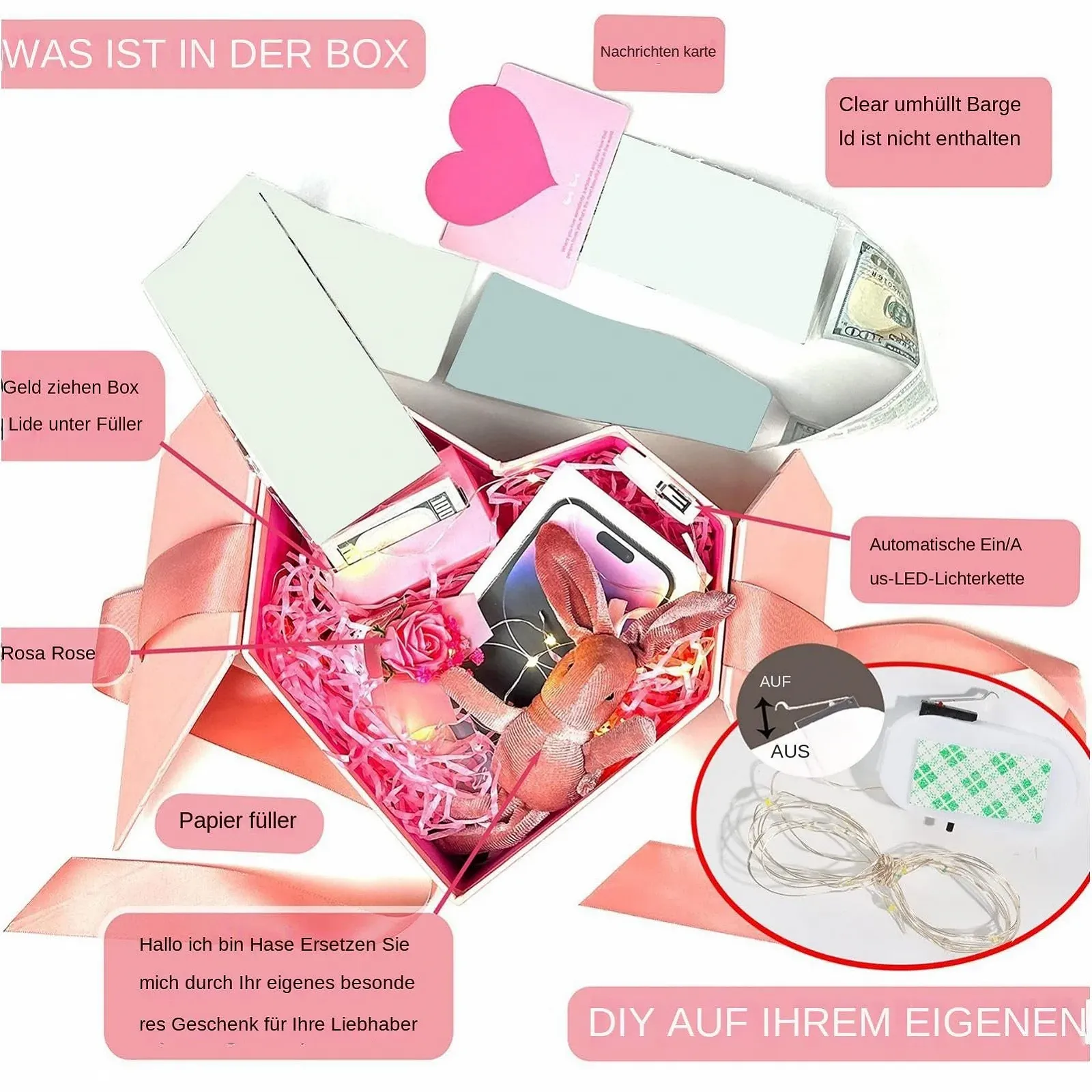 Скарбничка для грошей Серце з механізмом витягування LED, фото №5