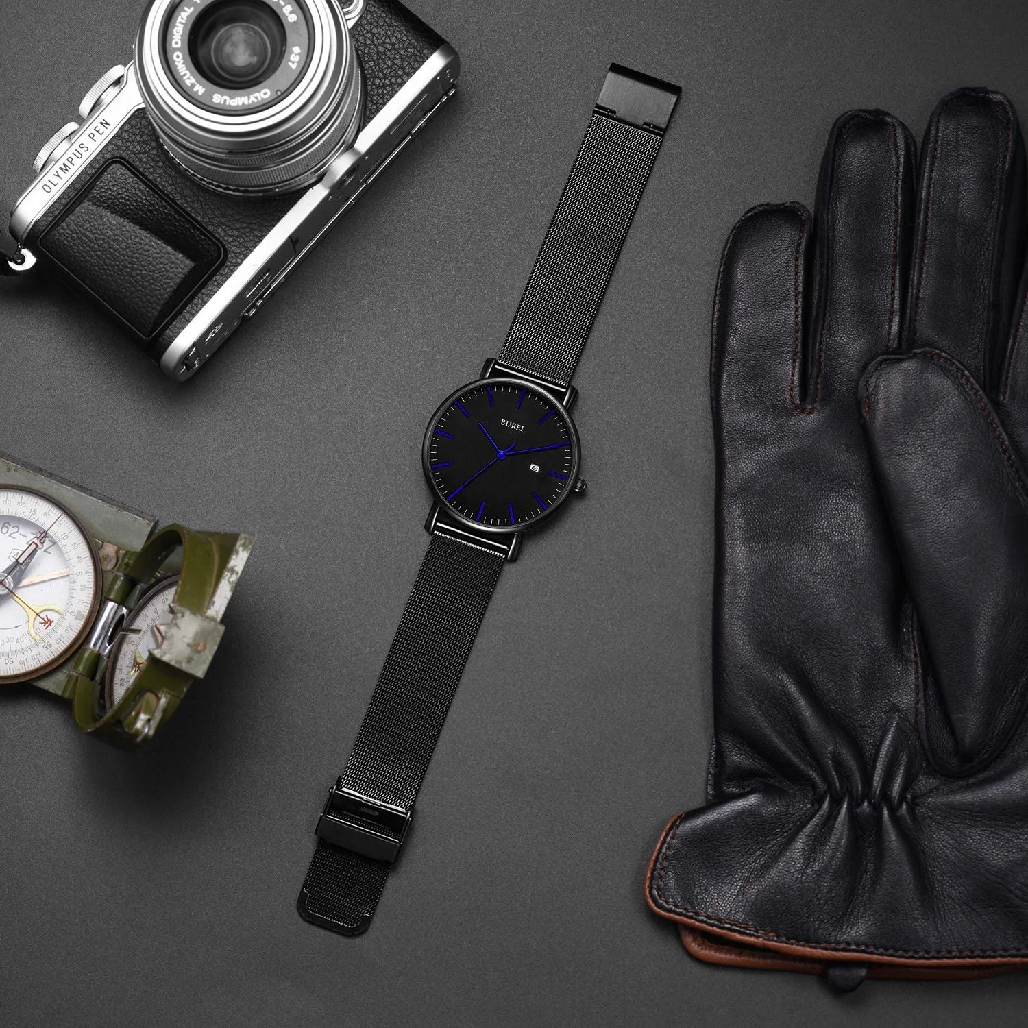 Часы мужские ультратонкие BUREI Black Analogue Date с японским кварцевым механизмом, фото №4 Часы мужские ультратонкие BUREI Black Analogue Date с японским кварцевым механизмом, фото №4