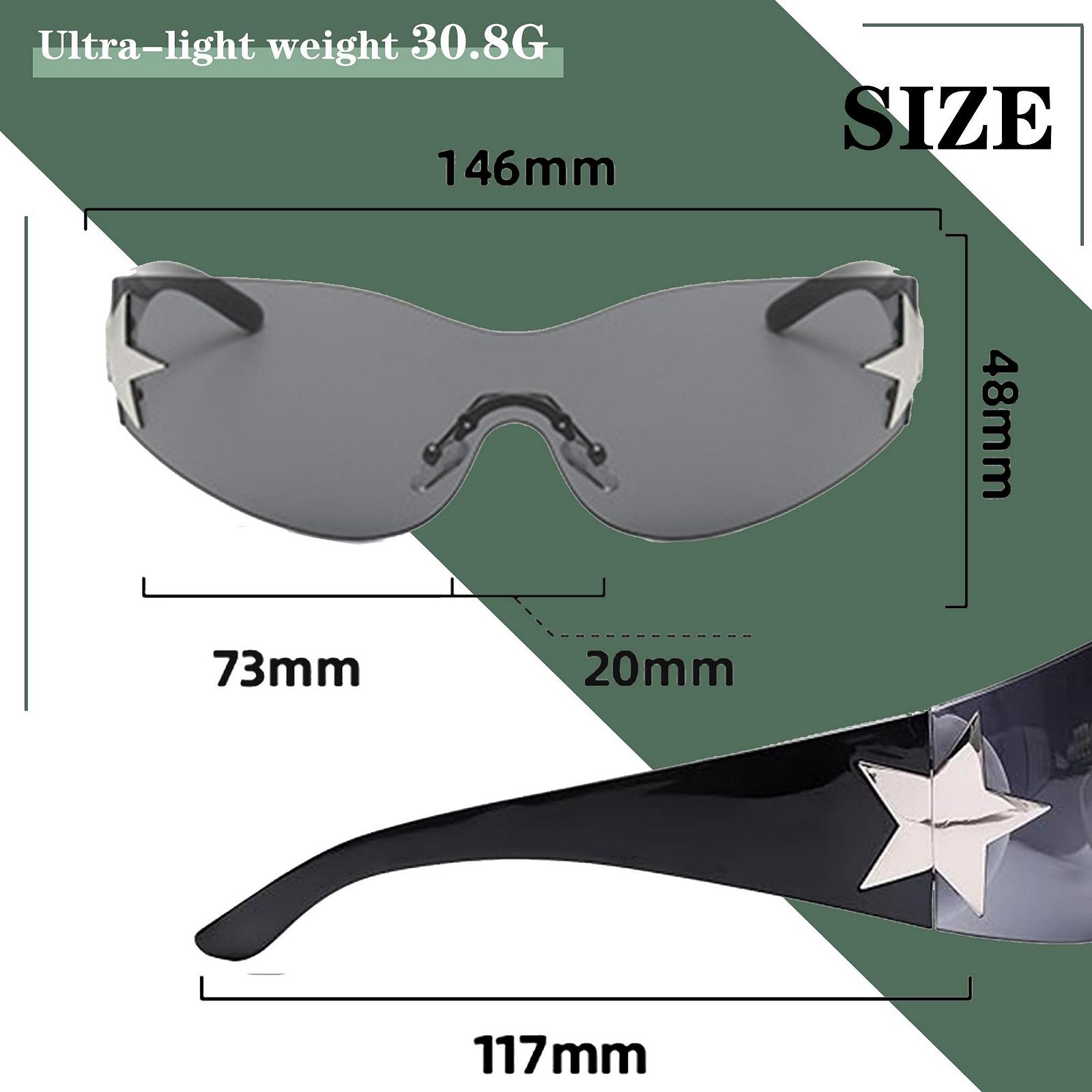 Сонцезахисні окуляри Без оправи YUIOOISH Star Y2k UV400, фото №5