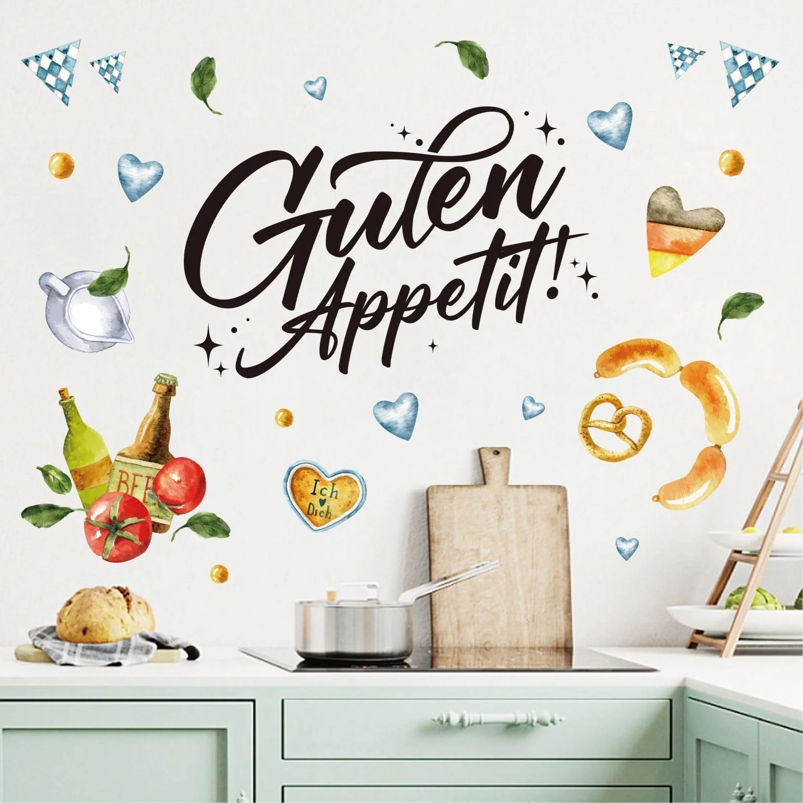 Наклейки на стену Набор 40 шт. Kitchen Bon Appetit Sausage Bread 60 x 40 см, фото №3