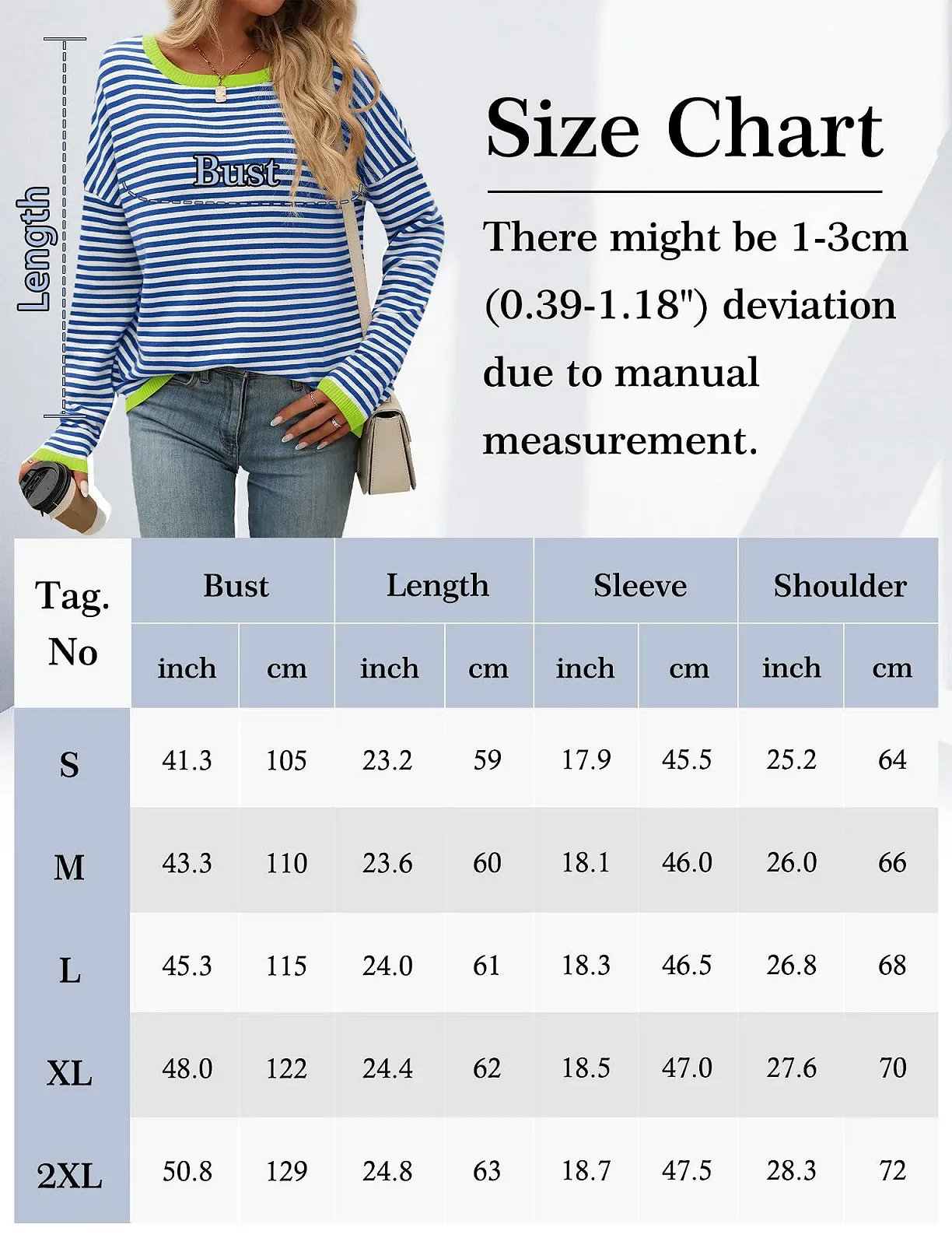Свитшот Maeau Женский Оверсайз В полоску С круглым вырезом Повседневный Пуловер Свободный Пуловер Y2K Рубашка Длинный Рукав Осень Зима S M L XL XXL, фото №5