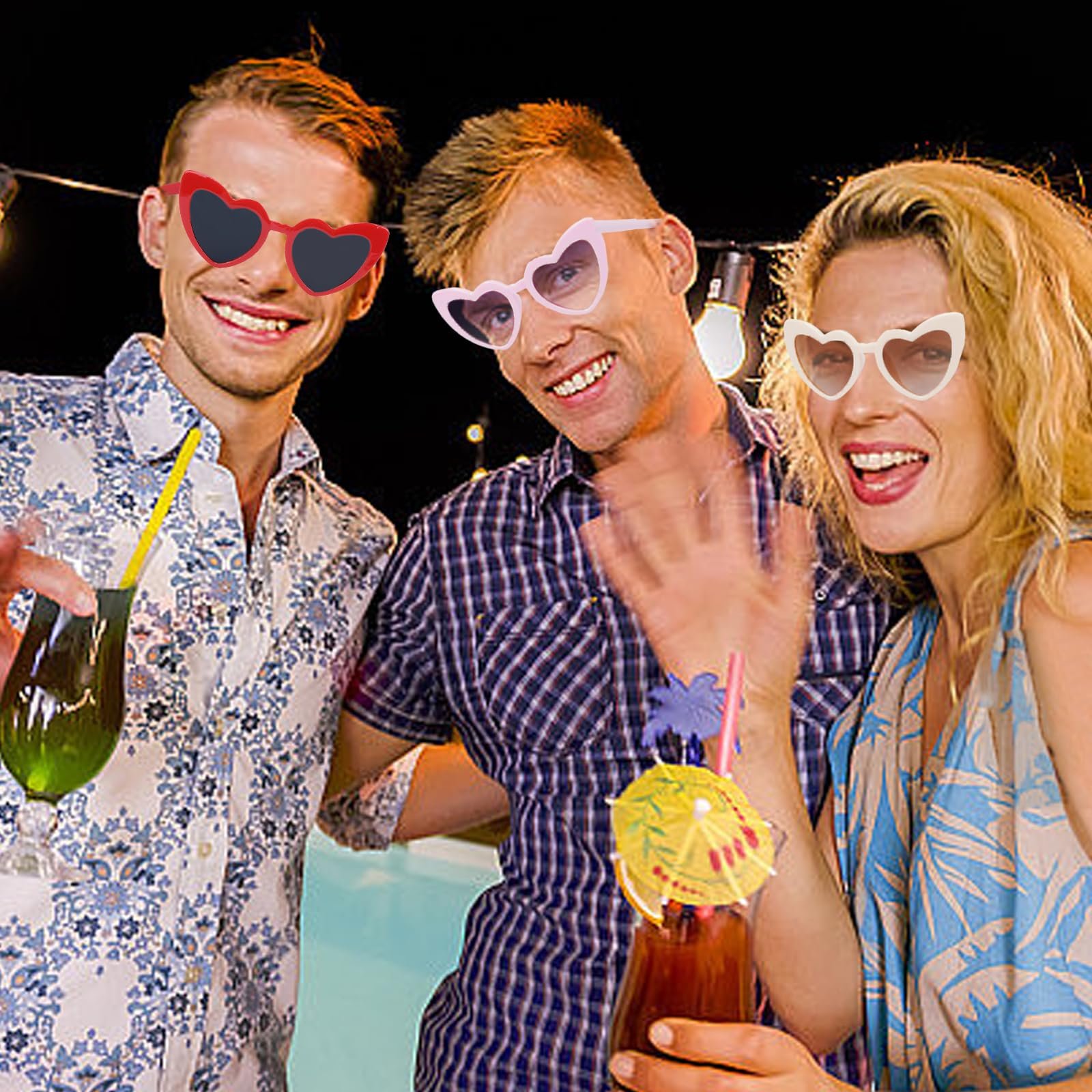 Сонцезахисні окуляри Minnhua Серце UV400 Форма серця Різнокольорові (10 штук), фото №7