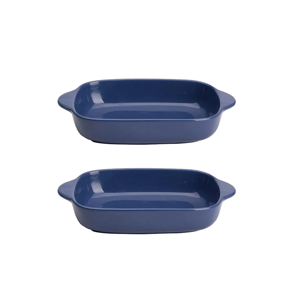 Форми для запікання керамічні, набір 2 шт., прямокутні з ручками, сині, фото №1