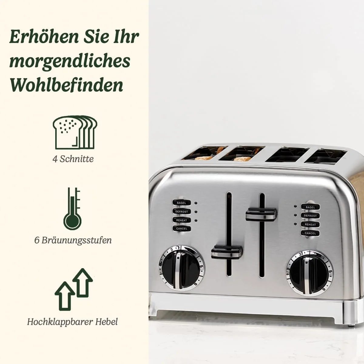 Тостер Cuisinart CPT180E 4-Schlitz American Style, фото №2 Тостер Cuisinart CPT180E 4-Schlitz American Style, фото №2