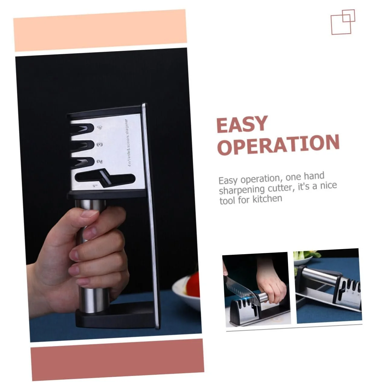 Точилка для ножей эргономичная кухонная настольная нескользящая, фото №3