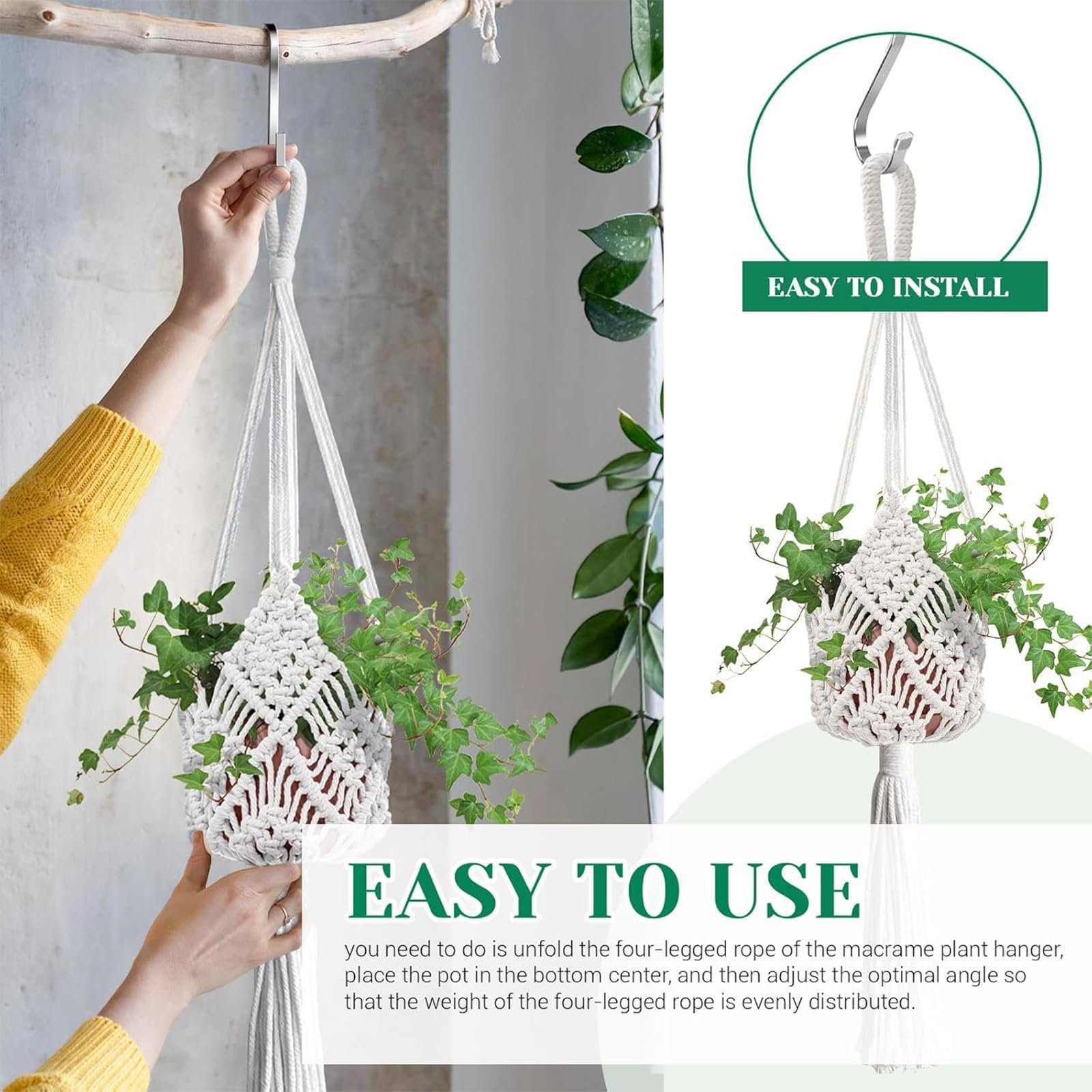 Підвісні кошики макраме 2 штуки Бавовна, фото №3