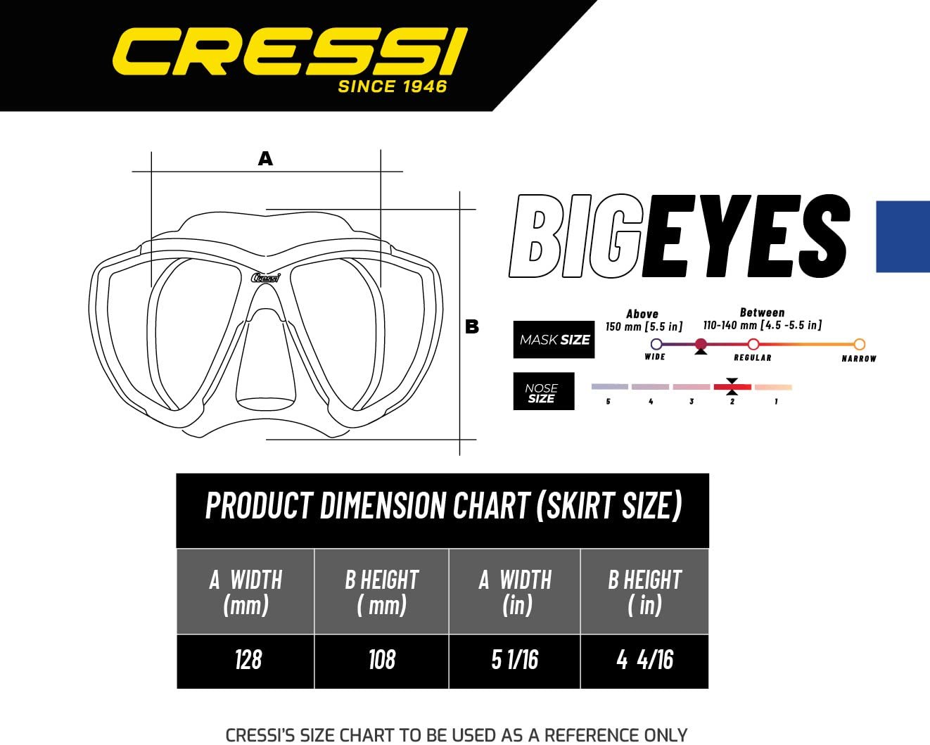 Маска Cressi Big Eyes для подводного плавания с широким обзором, фото №2