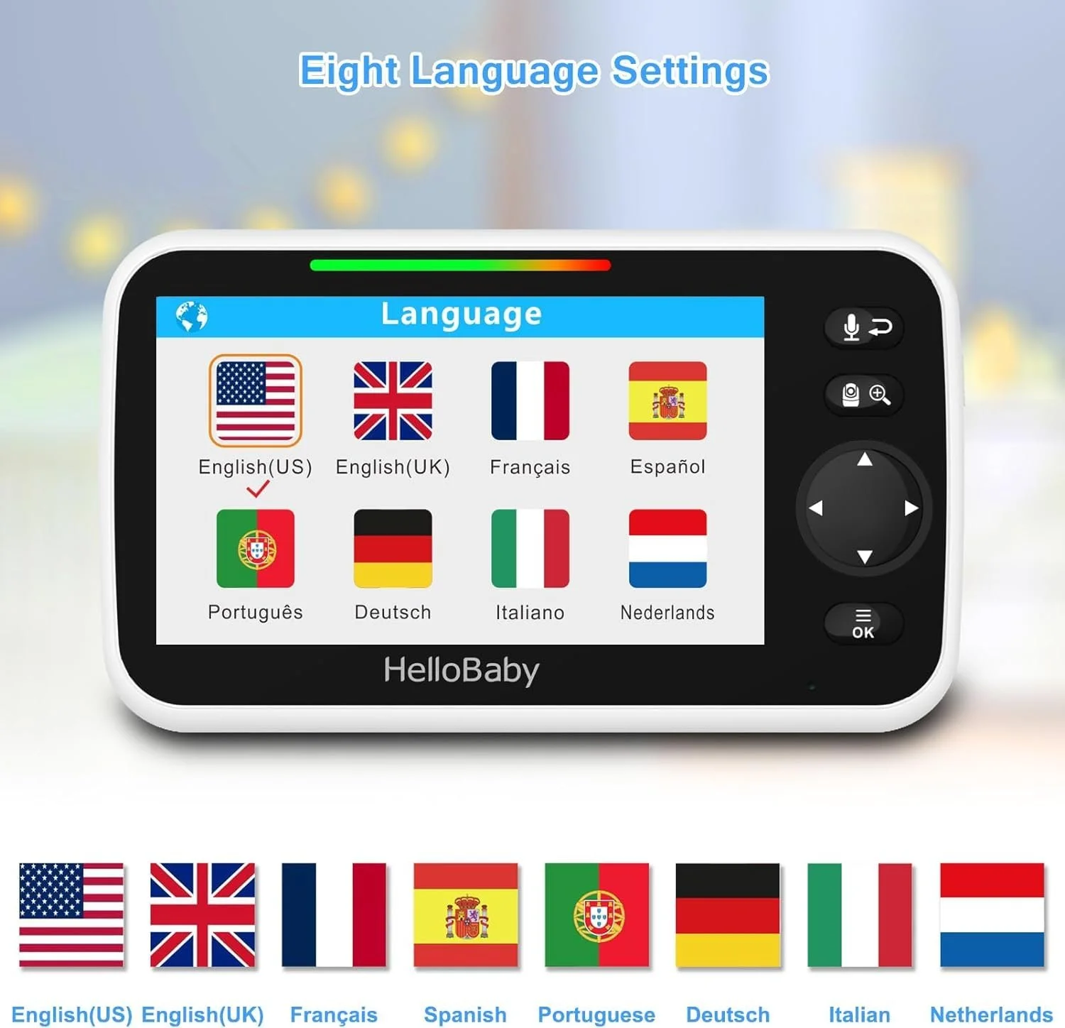 Відеоняня HelloBaby 5" 3500 mAh Pan Tilt Zoom, фото №7