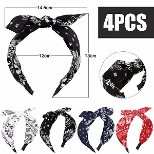Обруч на голову BETESSIN Paisley с бантом для женщин, набор 4 шт., красный, черный, белый, темно-синий synthetic.ua - Фото 1