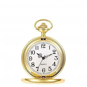 Карманные часы Cerioll Винтажные, Ретро Кварц с цепочкой, Антикварные часы с арабскими цифрами, Классические мужские карманные часы, Золотой - Фото 1