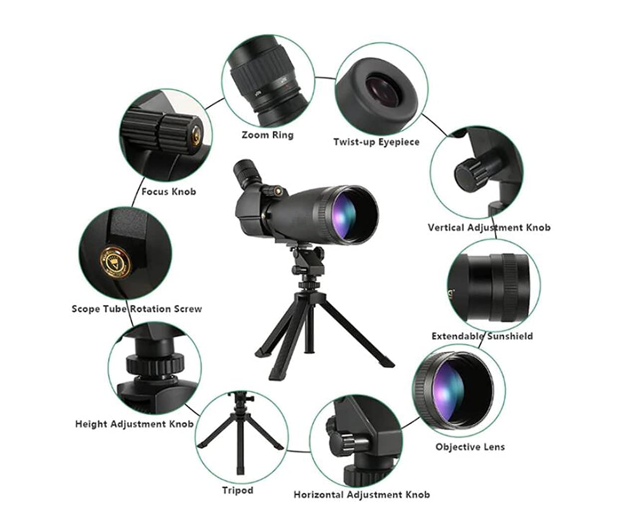 Телескоп монокулярний Spacmirrors Telephoto Zoom 30-90x100 Bak4 Prism Водонепроникний з триногою, фото №4