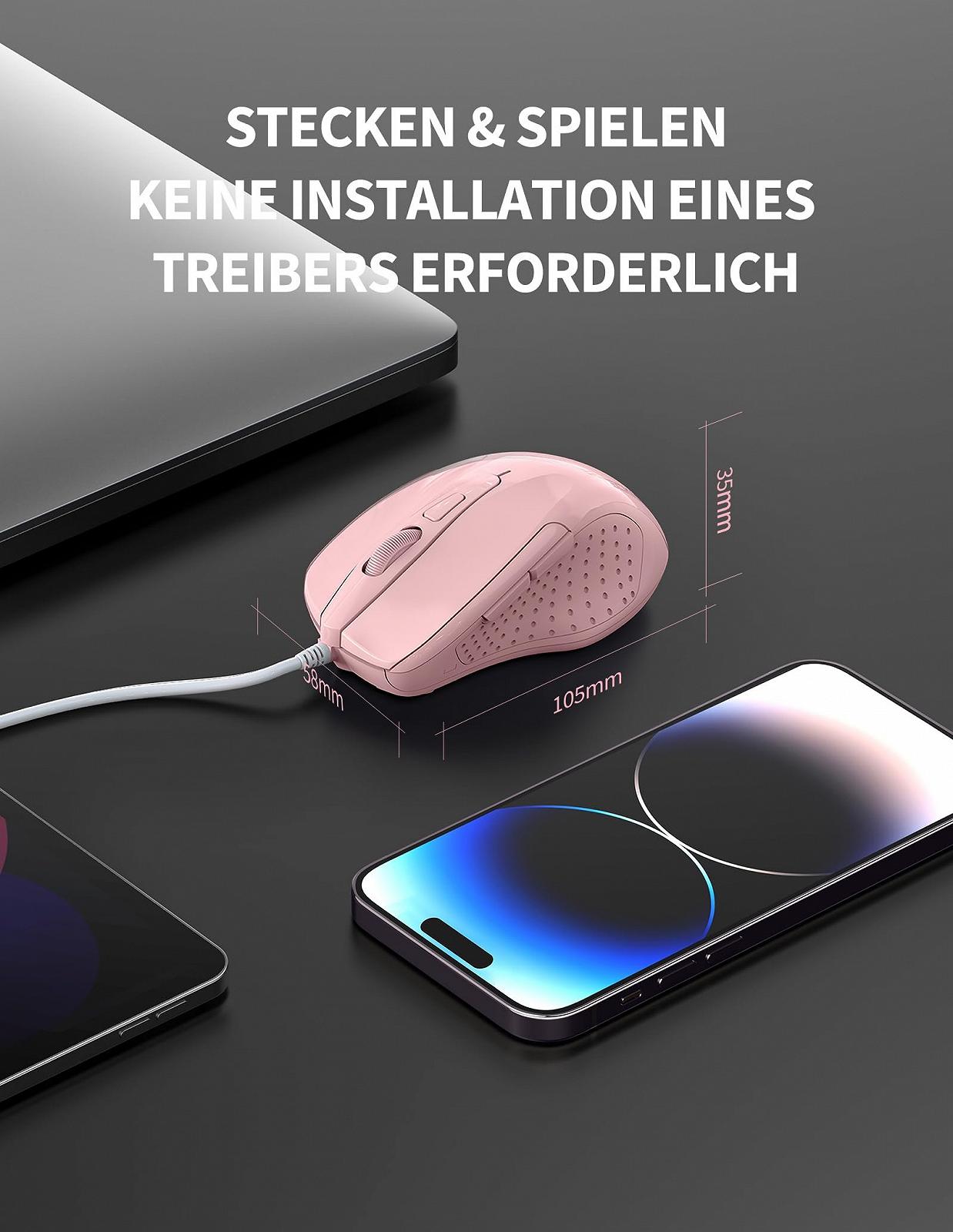 Мышь проводная TECKNET Эргономичная оптическая 6400 DPI 6 кнопок USB кабель 150 см, фото №6