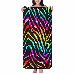 Рушник банний Colorful Rainbow Zebra Coral Velvet 68 x 140 см райдужна зебра - Фото 1