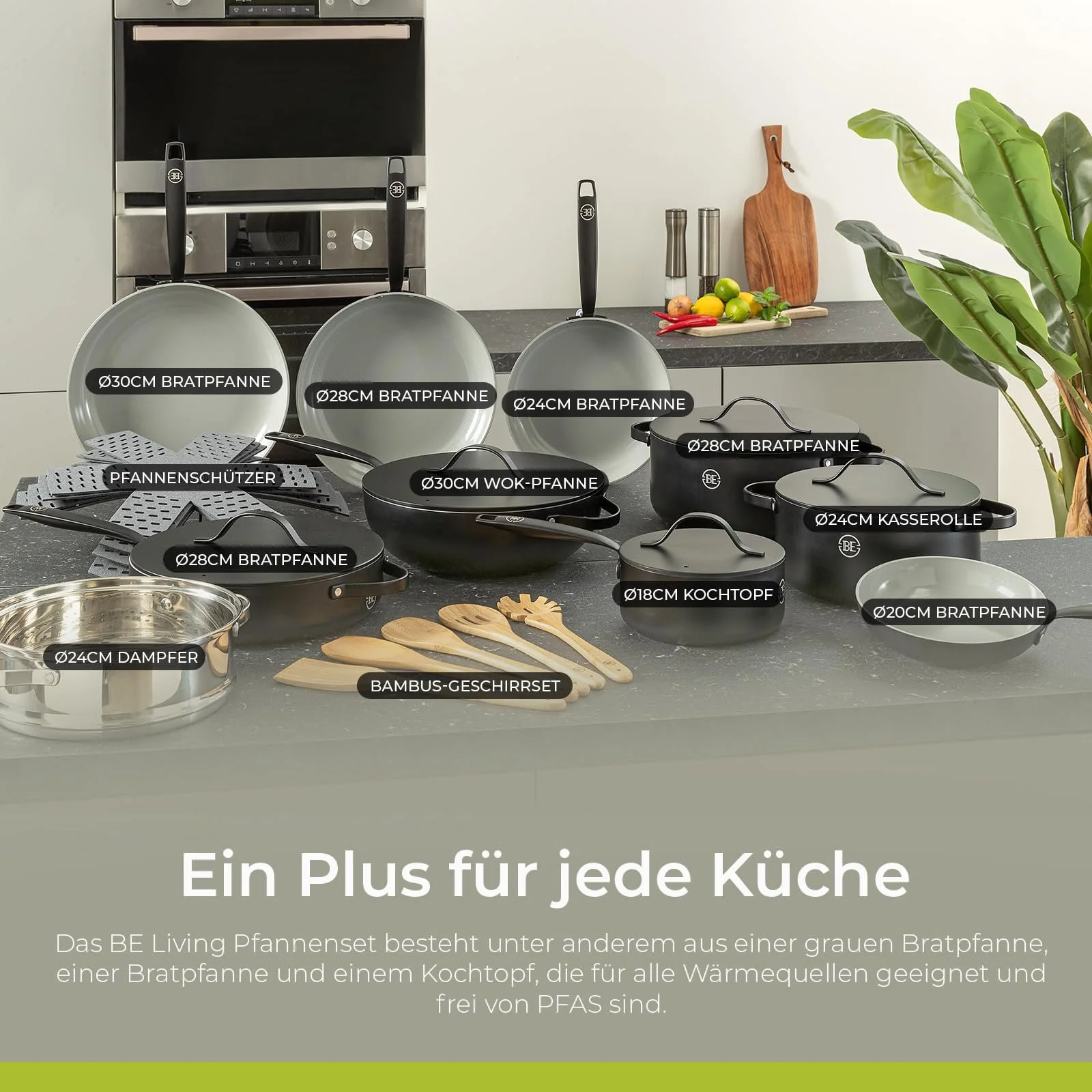 Кастрюля Be Living Essential 24 см (4 литра) с крышкой, индукционная, керамическое антипригарное покрытие, черная, фото №6 Кастрюля Be Living Essential 24 см (4 литра) с крышкой, индукционная, керамическое антипригарное покрытие, черная, фото №6