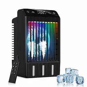 Мобильный мини-кондиционер 4-в-1 с дисплеем 1000 мл 4 скорости Пульт Двойное распыление 7 цветов - Фото 1