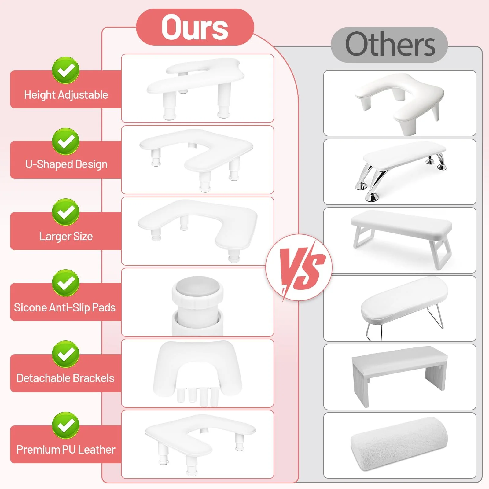 Підставка для рук для манікюру U-подібна Регульована по висоті, фото №5 Підставка для рук для манікюру U-подібна Регульована по висоті, фото №5