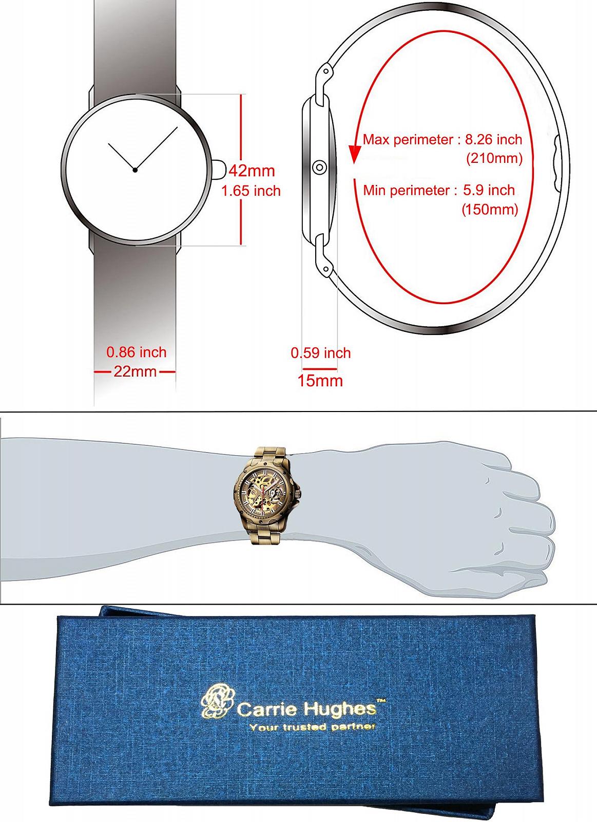 Автоматические часы Carrie Hughes CH19A Винтажные бронзовые кожаные, фото №6