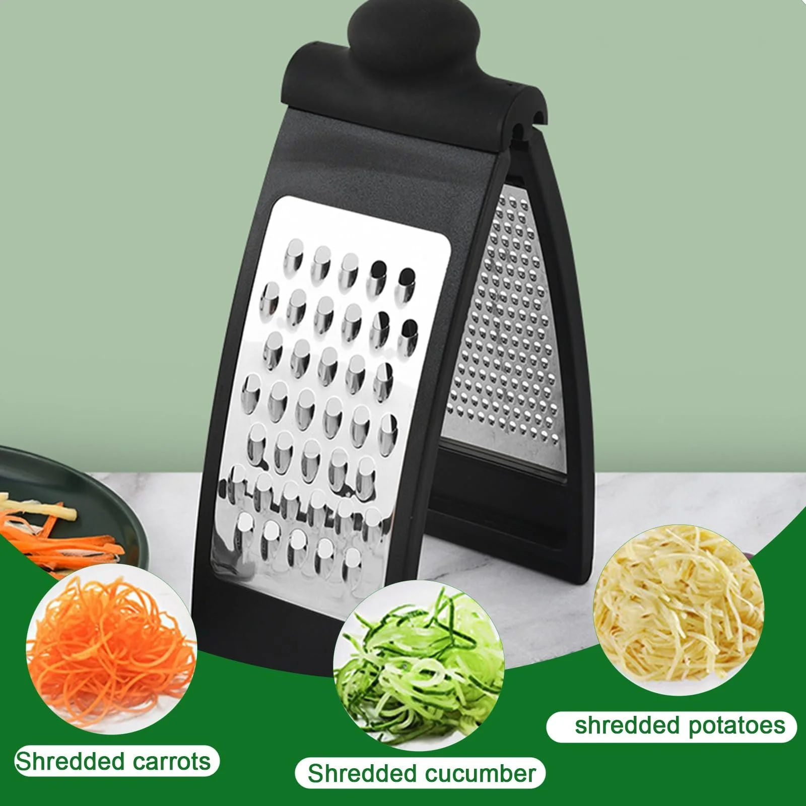 Терка Овочева складана з нержавіючої сталі з нековзною основою, фото №5