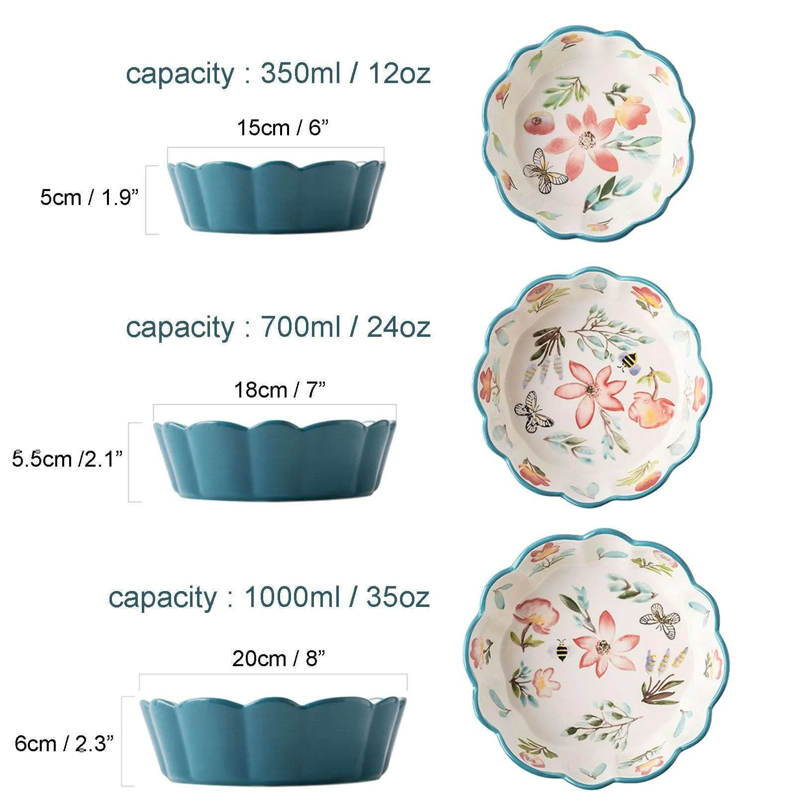 Форма для выпечки круглая Керамическая 700 мл Голубая, фото №2 Форма для выпечки круглая Керамическая 700 мл Голубая, фото №2