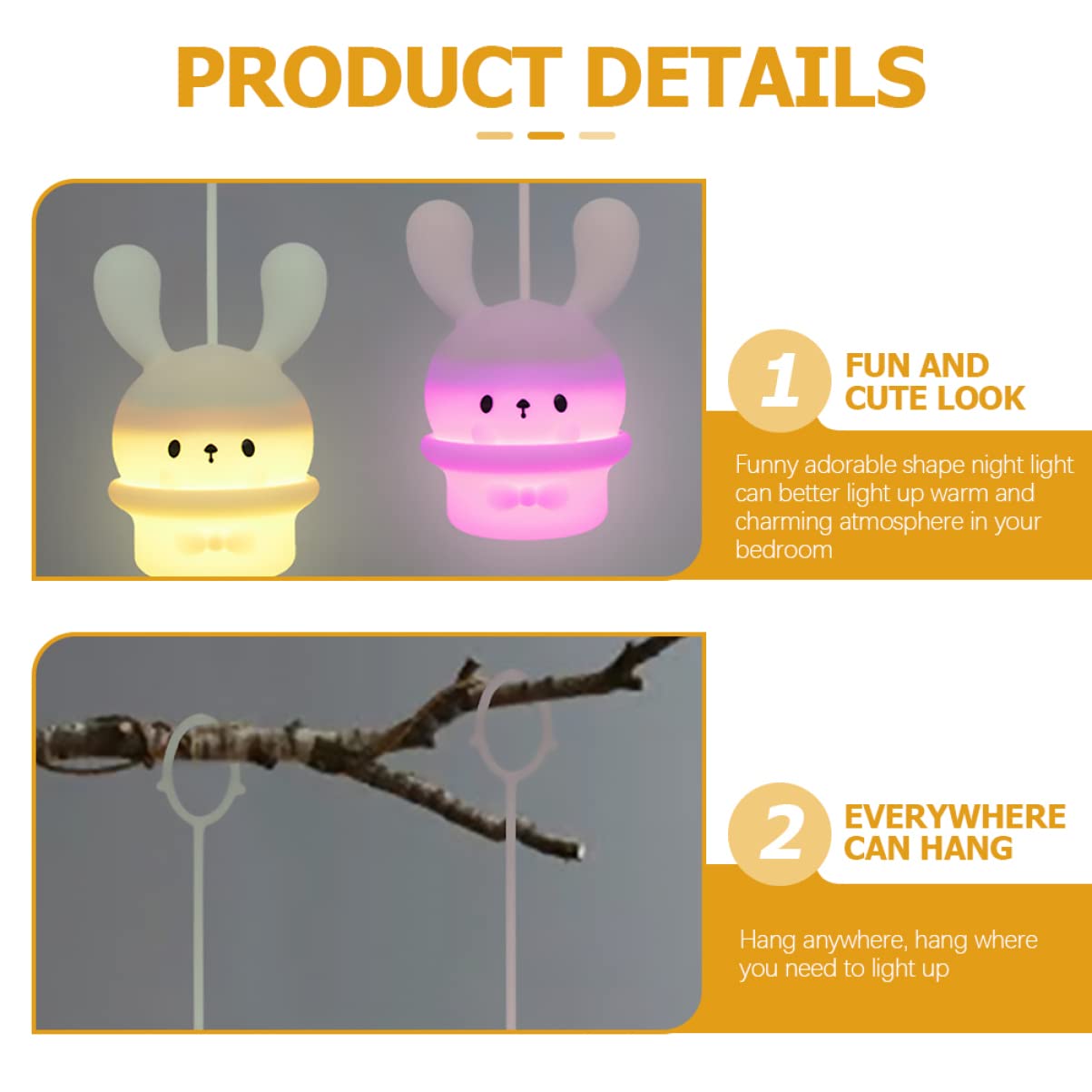 Светильник Zerodeko Pack of 3 Long Ear Rabbit Silicone Lamp Разноцветный, фото №3