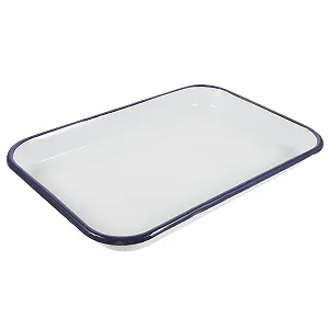 Деко для запікання емальоване прямокутне термостійке Біле - Фото 1